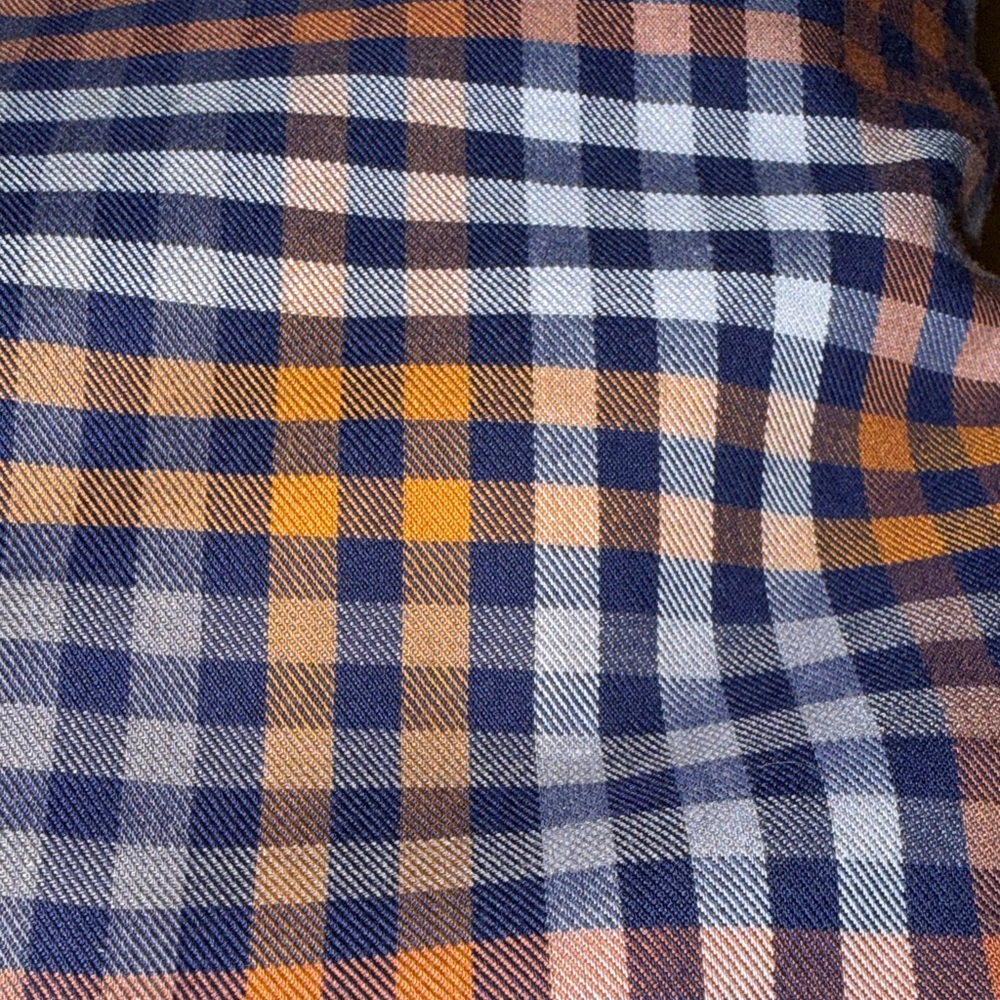 Roundtree & Yorke Men's Plaid Button-Down Shirt in Blue & Brown, Like New, 2XB - Picture 3 of 5